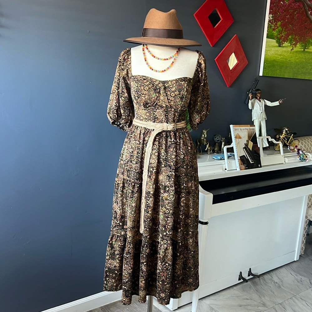 Birds of North America Swamp Floral Dress Size S